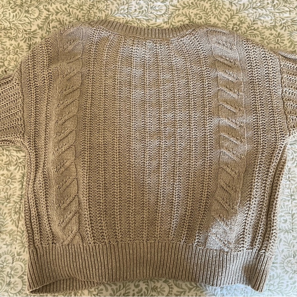 LIKE NEW✨ Cozy Beige Cable Knit Cardigan - Picture 2 of 4